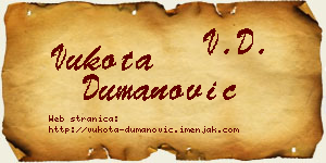 Vukota Dumanović vizit kartica